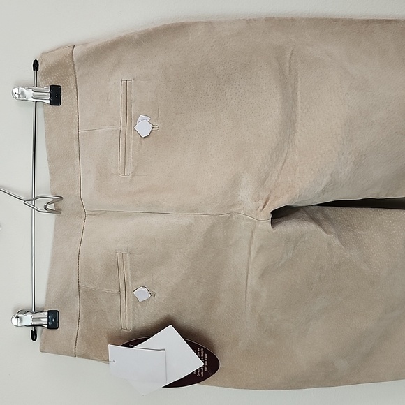 Newport News genuine leather beige Bootcut pants pockets women's size 4 - Picture 10 of 10